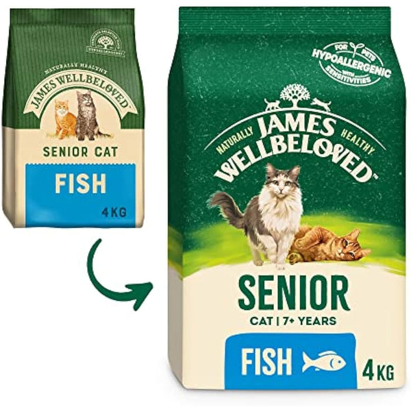 James Wellbeloved Senior Fish 4 kg Bag, Hypoallergenic Dry Cat Food