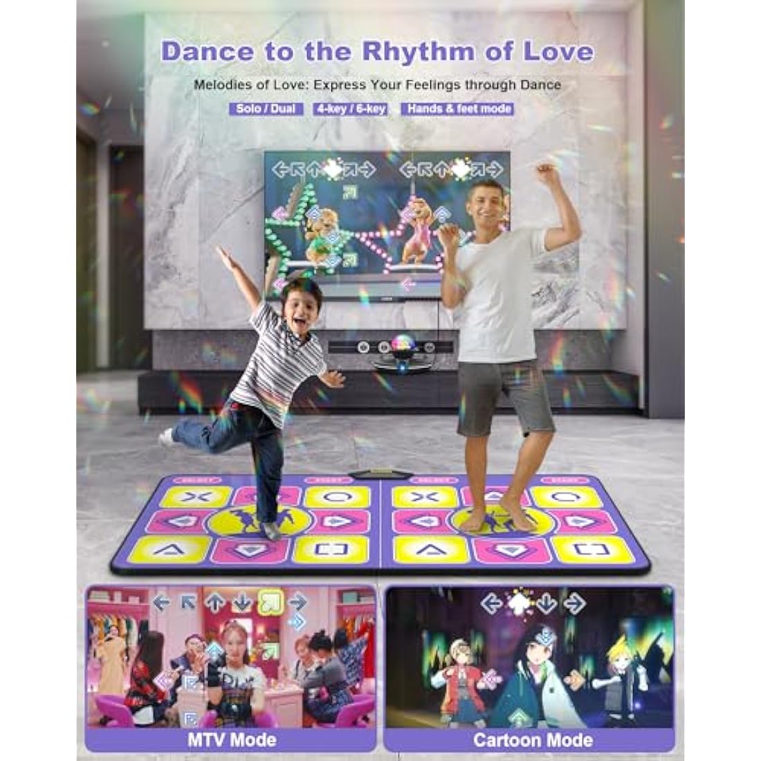 Acelufly Flannel Dance Mat for TV with Camera, Double Dance Mat with Wireless Controller, Non-Slip Dance Pad for Kids Adults, Gifts for Girls Boys