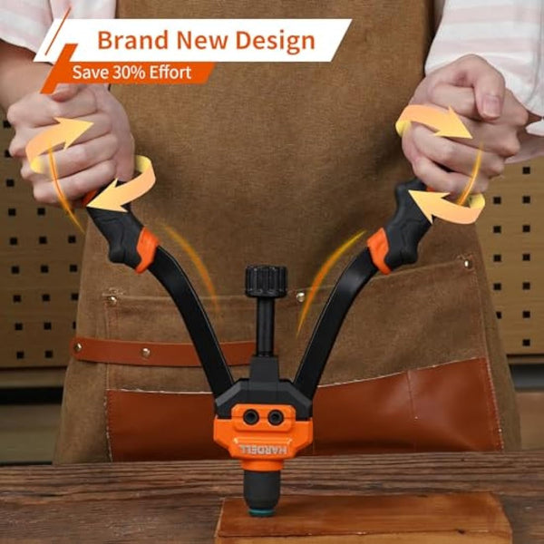 HARDELL Rivet Nut Tool, 14" Rivnut Tool with 100 Pcs Rivet Nuts and 7 Metric & Inch Mandrels M6 M8 M10, 1/4-20, 5/16-18, 3/8-16, 10-24 and Rugged Carrying Case