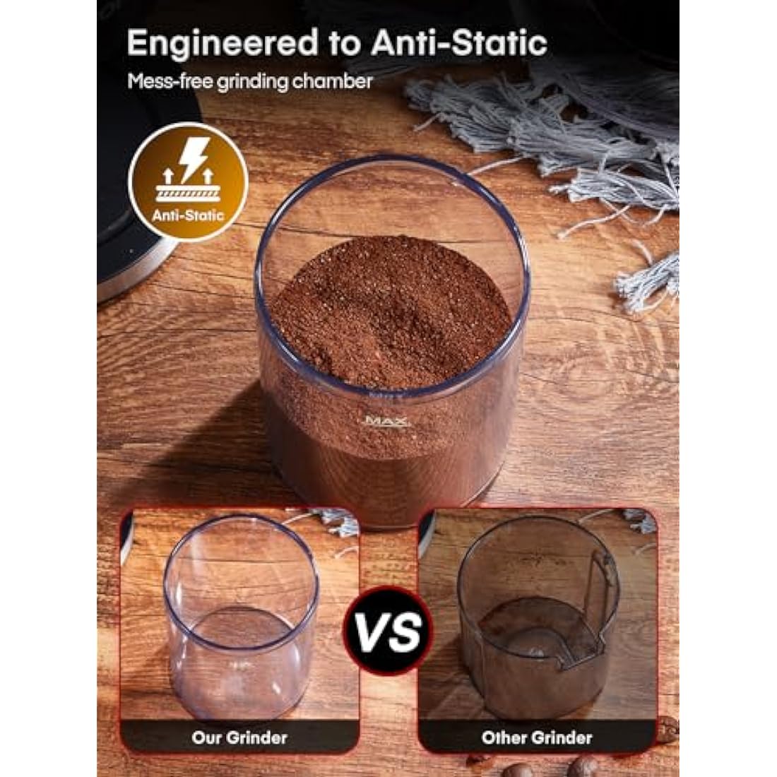 FOHERE Conical Burr Coffee Grinder Electric, Coffee Bean Grinder with 35 Precise Grind Setting, Adjustable Burr Grinders, Anti-static Burr Coffee Grinder for Espresso, Drip Coffee, French Press, Black