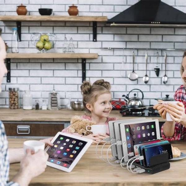 Alxum 60W 10 Ports USB Charging Station for Multiple Devices, Multi USB Charger Station with 5V/2.4A Output for Phone, Tablet and More