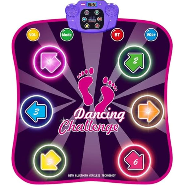 INSTOY Light Up Dance Mat for Girls：Dance Toys for 4 5 6 7 8 9 10 Year Old Girl Gifts - Music Dancing Game Pad with 5 Game Modes & Wireless Bluetooth - Birthday Gifts for Girls Boys Age 3-10