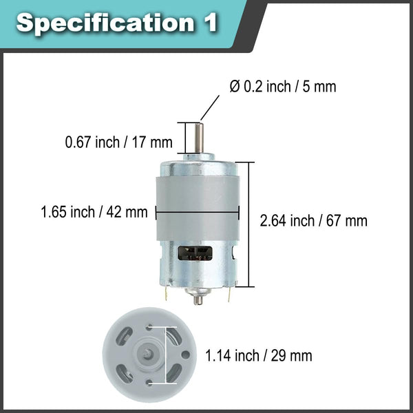 2 Pcs 545 Micro Motor DC 3.7-7.4 V 23500 RPM Long Shaft High Torque Gear RC Power Wheel Mini/Small Motor with Spring Wire, for RC Toy Car/Robot/Mini Fan/Electric Drill/UAV/DIY/Test