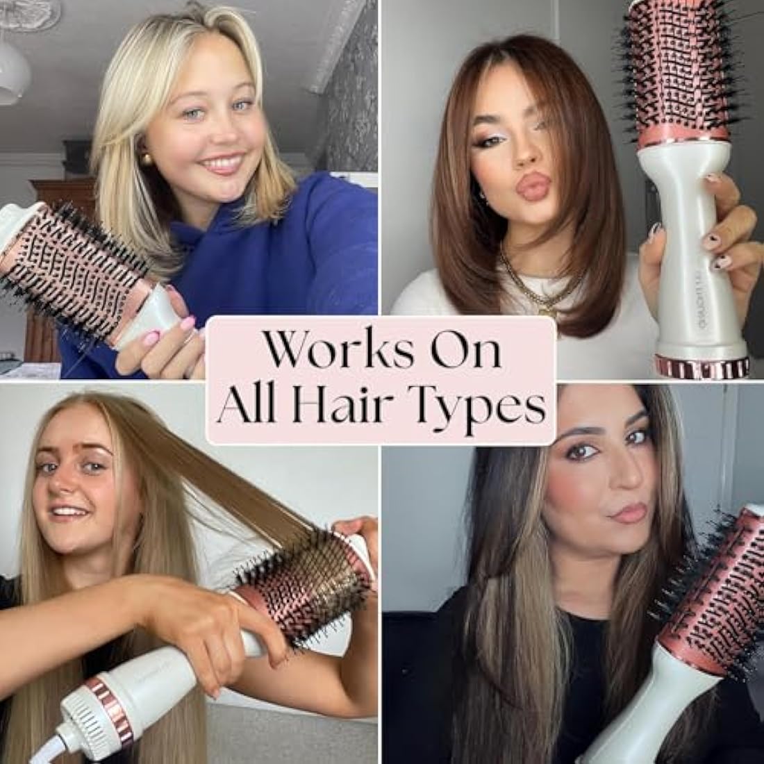 Hair Dryer/Hot Air Brush with Adjustable Temperature - for Styling Short, Medium & Long Hair - Women Hair Volumizer & Styler - Lily England Heated Hair Dryer