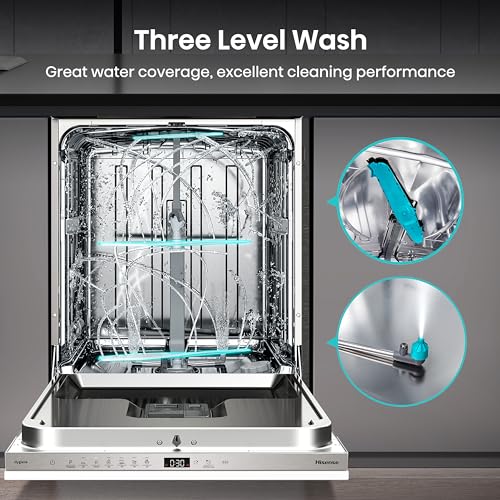 Hisense HS622E90WUK Freestanding Standard Dishwasher 85cm High - E Rated, White, 24 x 23 x 33 inches (L x W x H) [Energy Class E]