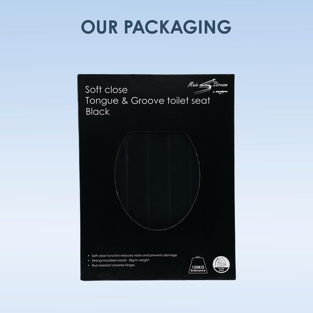 AQUALONA® Luxury Soft Close Toilet Seat - Moulded Wood - Stainless Steel Slow Close Hinges - Click, Lift & Clean Technology (Bamboo Toilet Seat)