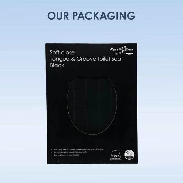 AQUALONA® Luxury Soft Close Toilet Seat - Moulded Wood - Stainless Steel Slow Close Hinges - Click, Lift & Clean Technology (Bamboo Toilet Seat)