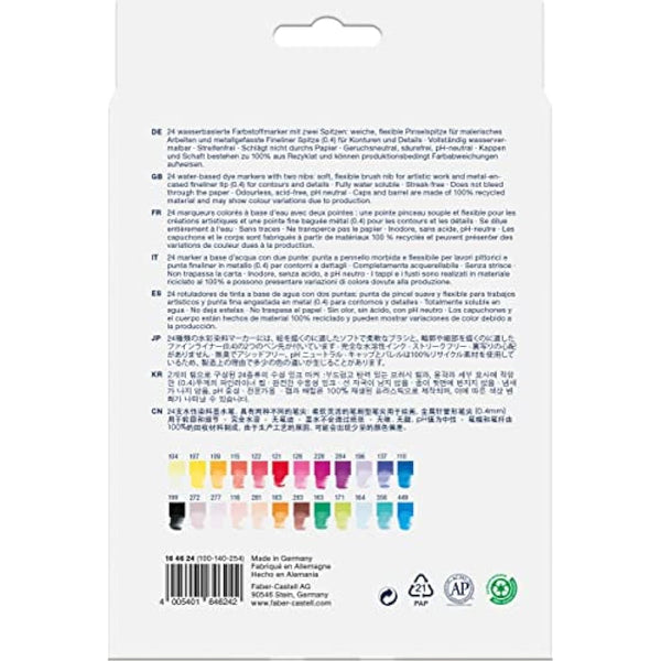 Faber-Castell Creative Studio Goldfaber Aqua Dual Marker, Multicoloured, Marker Wallet Of 24, For Art, Craft, Drawing, Sketching, Home, School, University, Colouring