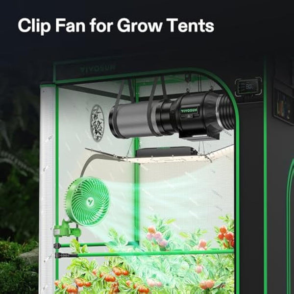 VIVOSUN Pack of 2 AeroWave E6 Grow Tent Fan 15 cm, EC Motor, Smart WiFi Control, US-Patented Clip Fan with Automatic Oscillation, Weatherproof according to IP-54 for Hydroponic Ventilation