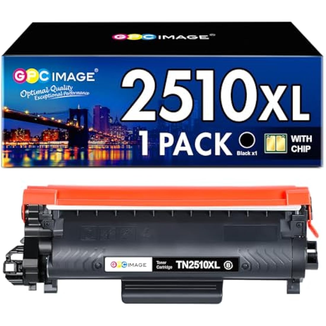 GPC Image TN2510XL TN2510 Toner Cartridge Compatible with Brother TN-2510XL, High Yield for Brother DCP-L2627DWE L2660DW; MFC-L2860DWE L2800DW L2860DW L2827DWXL L2827DW L2827DWE Printer, 1 x Black