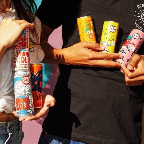 Karma Drinks Can Variety Pack, Mixed Case of Delicious Soft Drinks, Carbonated Fizzy, Fairtrade, Organic, Vegan, No GMO (12 x 250ml)