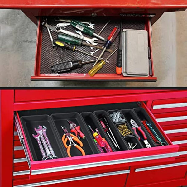 Addis 8pcs Interlocking Drawer Organiser Plastic Storage Trays Dividers for Kitchen Office Desk Make-Up Clothing Jewellery Craft Bathroom organising, White