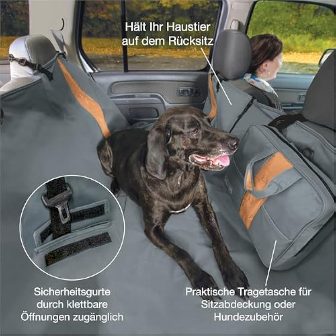 Kurgo Wander Hammock Cover, Dog Car Seat Protector, Durable Scratch-Resistant Material, Waterproof, Charcoal Grey