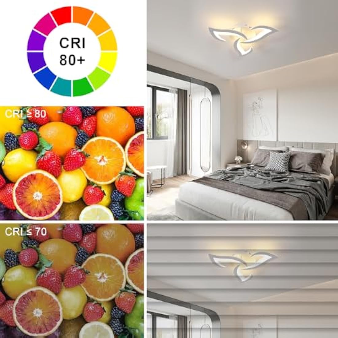 Dorlink LED Ceiling Light Dimmable, 36W 3240LM Modern Design Ceiling Lighting with Remote Control and APP,Acrylic White Flower Fittings Ceilings 3000K-6500K for Bedroom, Kitchen, Dining Room