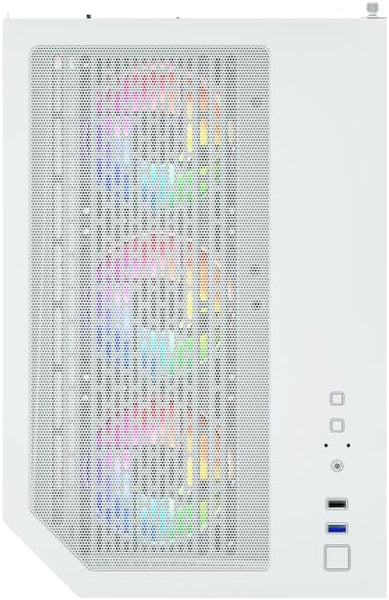 IONZ APEX Vision - PC Gaming Case, M/ATX Mini Tower, Dual Chamber with 6 ARGB PWM Fans - LCD Screen | Supports 240 mm AIO, White