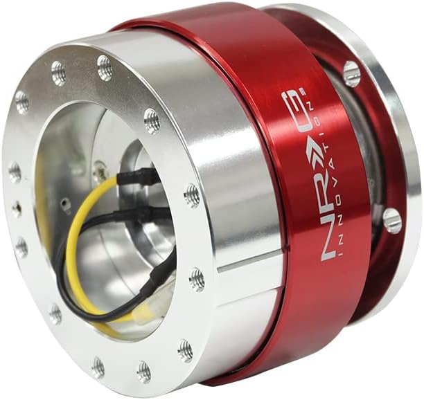 NRG Innovations NRG-SRK-100RD Gen 1.0 RACE 6-HOLE Steering Wheel Quick Release Adapter With Mounting Bolts, Quick Release Black Body/Red Chrome Ring