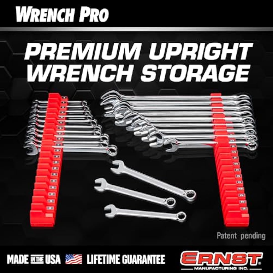 Ernst Manufacturing 5411M Magnetic Wrench Pro - Modular Wrench Storage for 40 Wrenches - Black