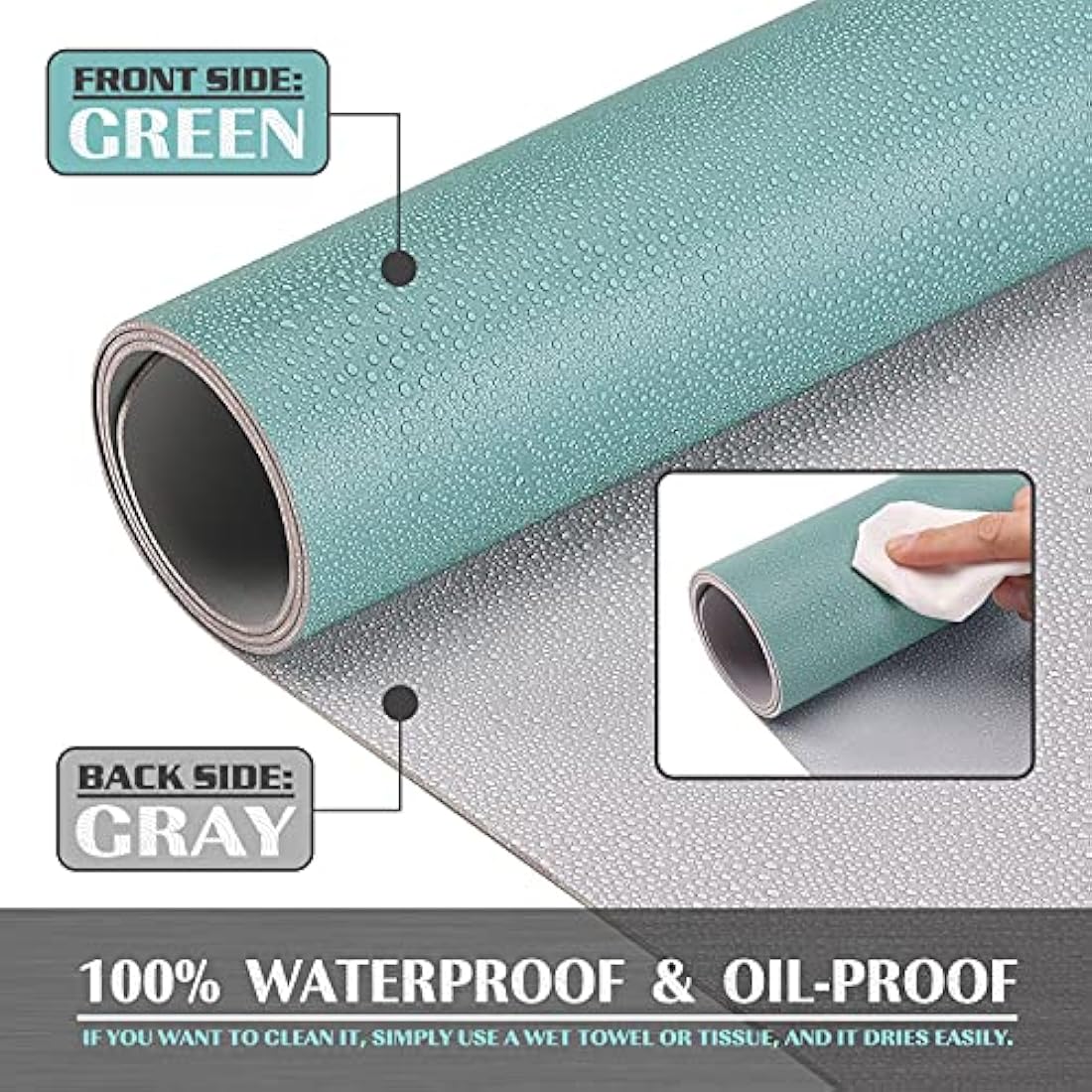 K KNODEL Large Office Leather Desk Mat, Mouse and Keyboard Pad, Computer and Laptop Mat, Desktop Protector and Cover, Writing Pad and Blotter (90x43cm, Green)