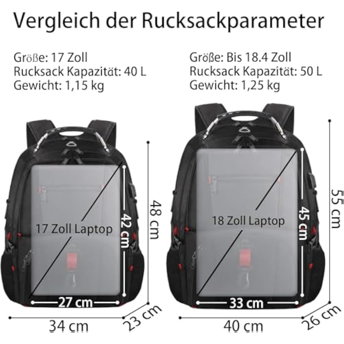 MATEIN Extra Large Backpack 55L, 18.4 Inch Travel Laptop Backpack for Men Water Resistant Work Bag with USB Charging Port, Heavy Duty Big Business Computer,College School Rucksack, Black