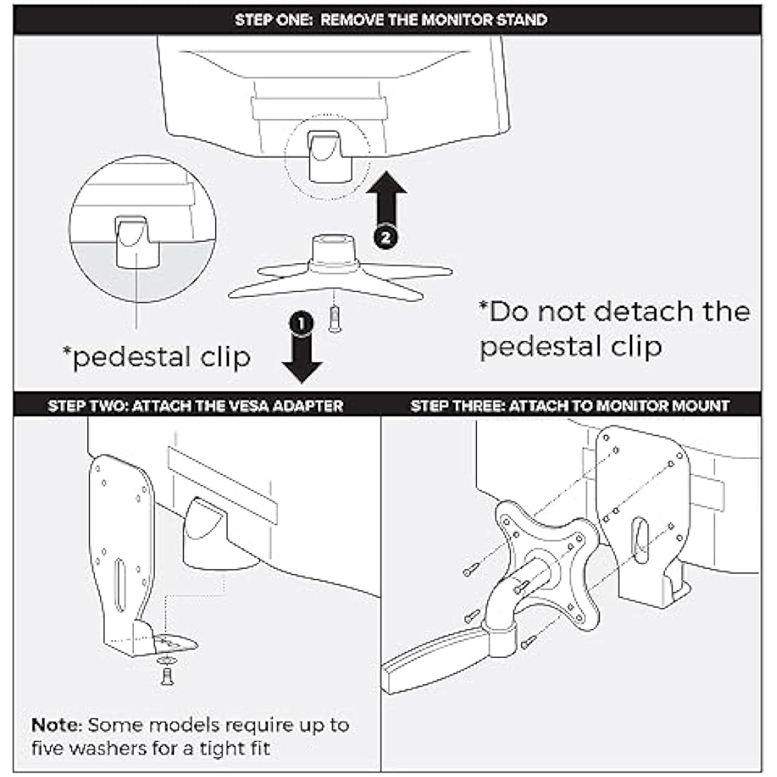 HumanCentric VESA Mount Adapter Bracket Compatible with Acer Models G226HQL, G246HYL, G247HL, G277HL, G277HU, S200HQL, S200HL, S220HQL, S230HL, S232HL, S240HL, S242HL