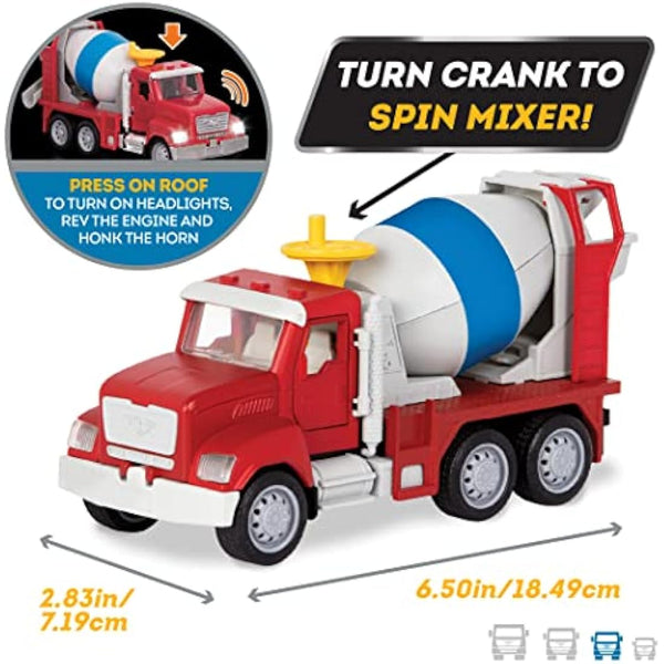 DRIVEN - Micro Cement Truck - Toy Truck with Cement Mixer and Crank - Trucks, Work Vehicles, and Construction Toys for Kids Aged 3+, Nylon/a, (Pack of 1)