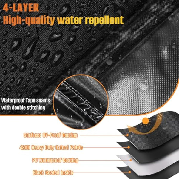 Kovshuiwe Garden Furniture Covers, Waterproof Furniture Cover,Patio Table Covers 420D Heavy Duty Oxford Fabric Rattan Furniture Cover Windproof Anti-UV for Patio, Outdoor 120x120x74cm(Black)