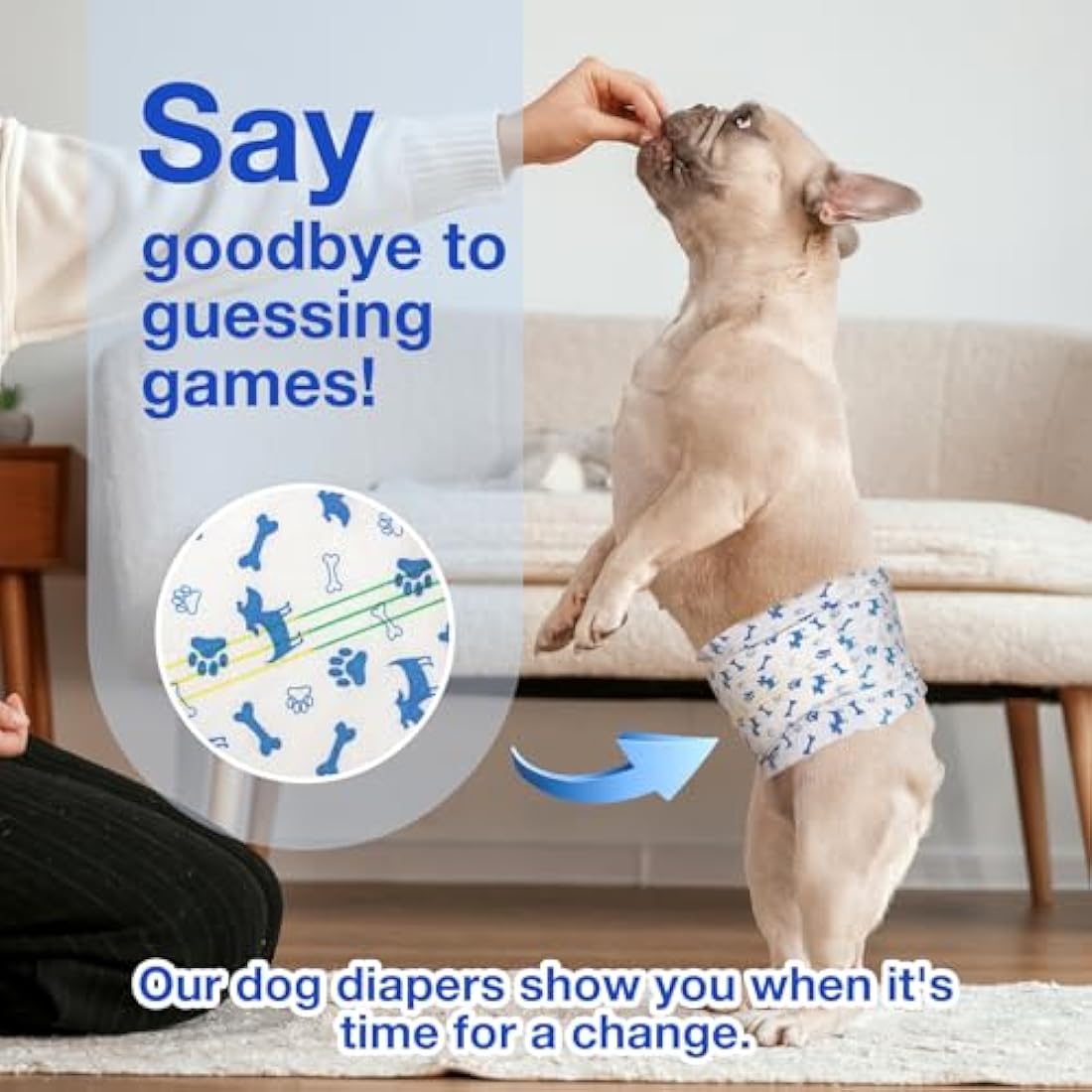 MICOOYO Disposable Dog Nappies Male, Super Absorbent Male Dog Wraps, Doggy Diapers with Wetness Indicator (M, 50pack)