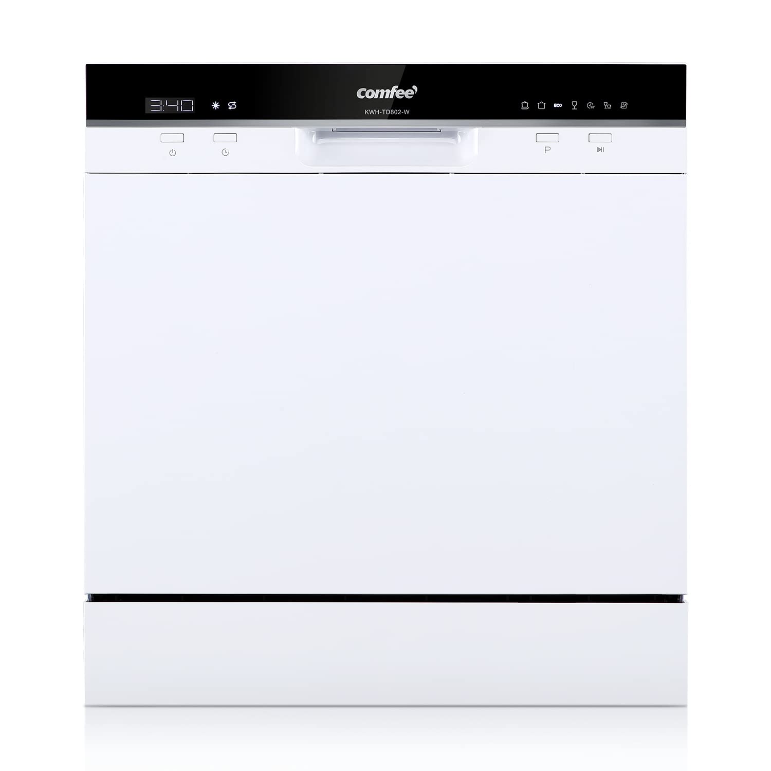 COMFEE' Freestanding Dishwasher CDWEF1034BW-UK 45cm Width, Slimline Dishwasher with 10 place settings, Quick Wash, Hygiene Wash, Delay Start, Half Load, Adjustable Basket - White