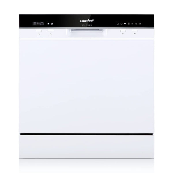 COMFEE' Freestanding Dishwasher CDWEF1034BW-UK 45cm Width, Slimline Dishwasher with 10 place settings, Quick Wash, Hygiene Wash, Delay Start, Half Load, Adjustable Basket - White