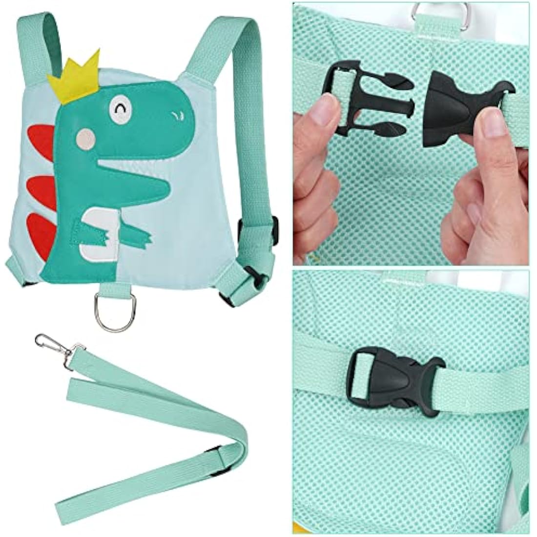 AOMIG Baby Reins, Baby Walking Reins and Toddler Safety Harness, Dinosaur Baby Reins Safety Leash for Toddlers Boys and Girls (Green)