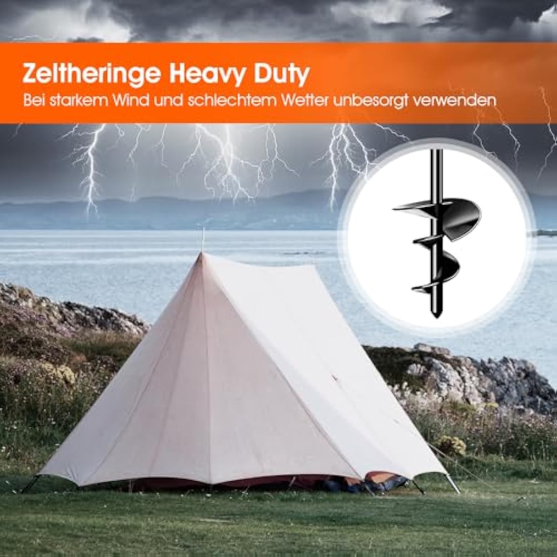 Ground Anchors Tent Pegs Trampoline Anchors Heavy Duty Screw in, Tent Pegs High Winds Heavy Duty for Camping Tent, Canopies, Carports, Sheds, Swing Sets,14in Ground Anchors