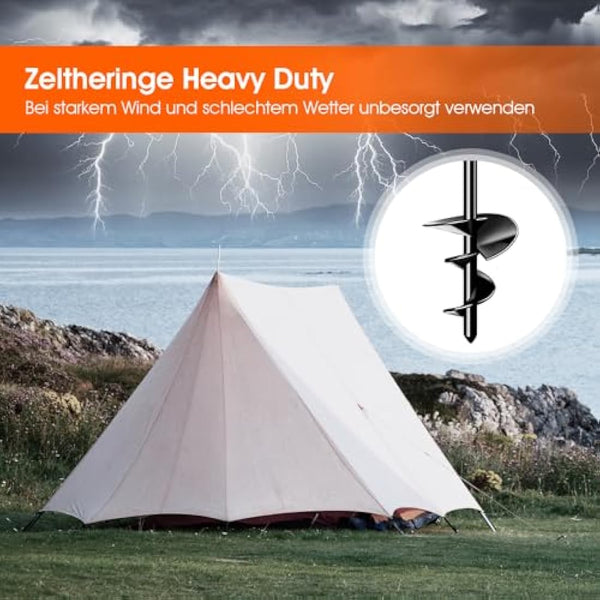 Ground Anchors Tent Pegs Trampoline Anchors Heavy Duty Screw in, Tent Pegs High Winds Heavy Duty for Camping Tent, Canopies, Carports, Sheds, Swing Sets,14in Ground Anchors