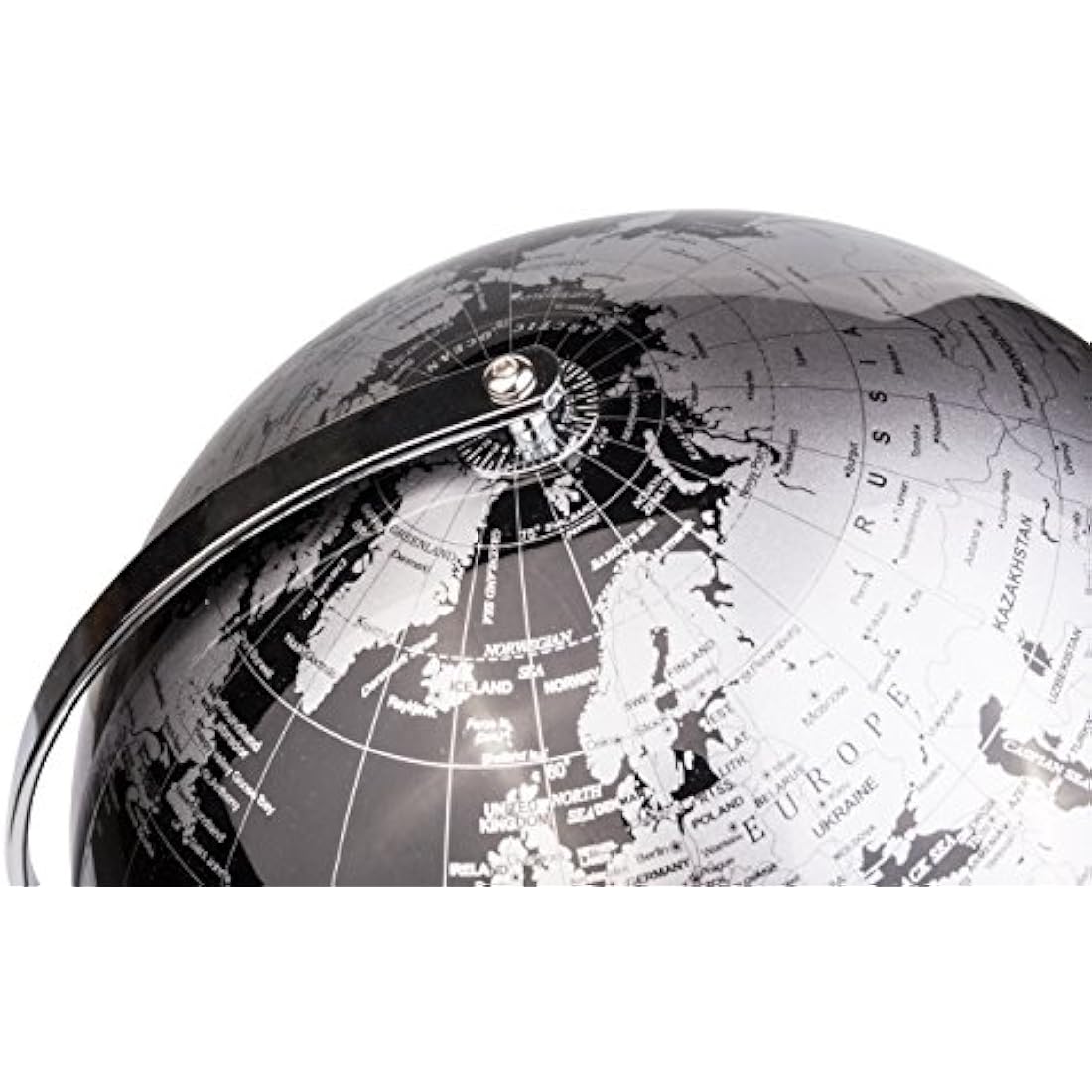 Exerz 30cm World Globe With a Metal Base, Metallic Black Earth Globe Geographic English Modern Map Desktop Decoration