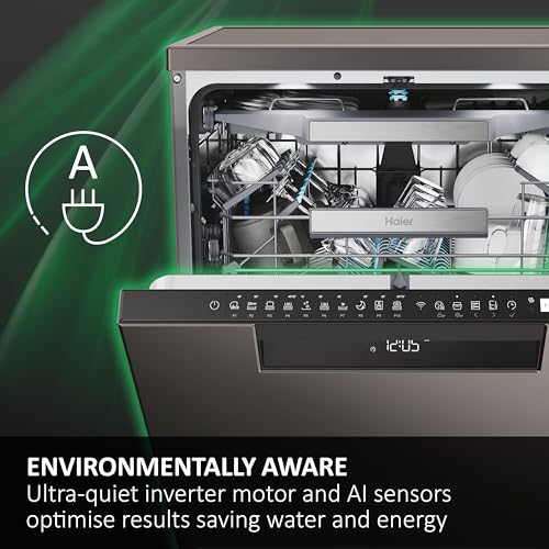 Haier XI1C3TB2FB-80 I-Pro Shine Series 4 Integrated Dishwasher, 11 place Setting, Black Bezel, C Rated