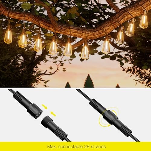 Torkase Garden String Lights, 18M/60FT IP54 Waterproof LED Festoon Lights Outdoor, Indoor Outdoor ST38 String Lights for Garden, Yard, Wedding, Christmas, Backyard, Terrace, Party, Patio(30+2 Bulbs)
