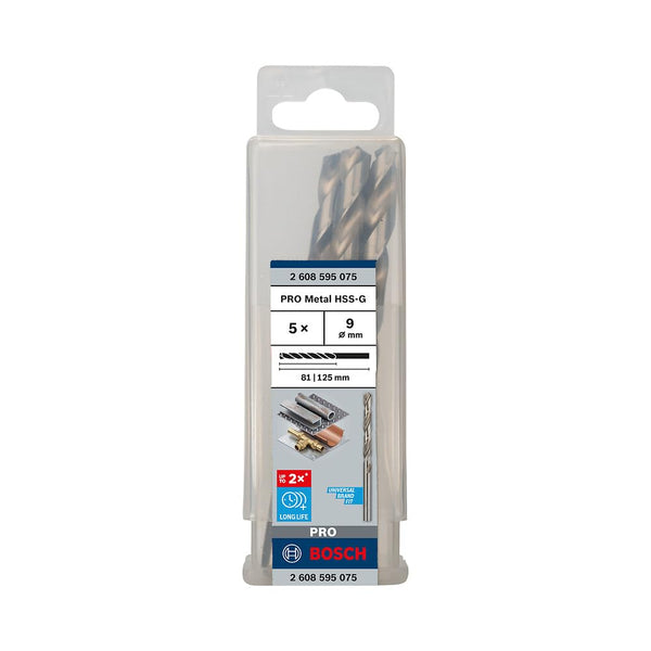 Bosch 5x PRO Metal HSS-G Twist Drill Bit Standard Length (for Non-ferrous metals, Steel, Ø 11,50 mm, Professional Accessory Rotary Drill/Drivers)