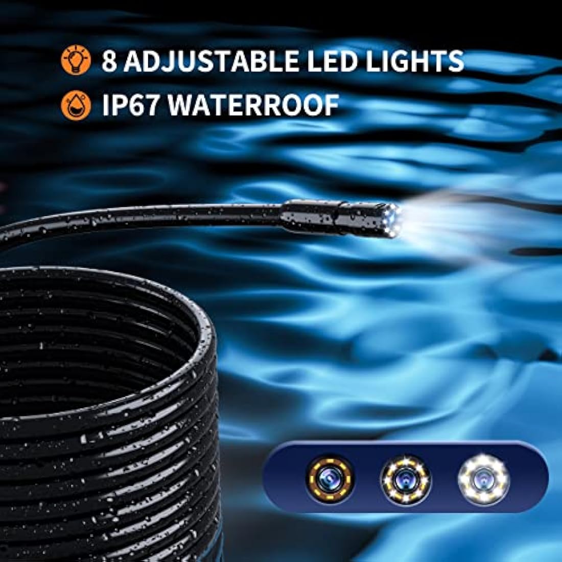 Daxiongmao Borescope, Endoscope Camera with Light, 1080P HD Inspection Camera, Borescope Camera with Light, IP67 Waterproof Camera, 16.5ft Flexible Endoscope Camera, Gadgets for Men (4.3”)