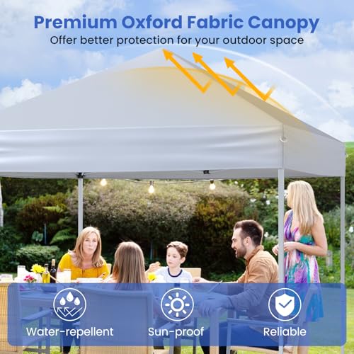 COSTWAY 2m x 2m Pop up Gazebo, 3-Position Height Adjustable Commercial Instant Canopy Tent with Carry Bag, Garden Patio Sun Shelter for Camping BBQ Party (Blue, 198 x 198 x 190-244 cm)