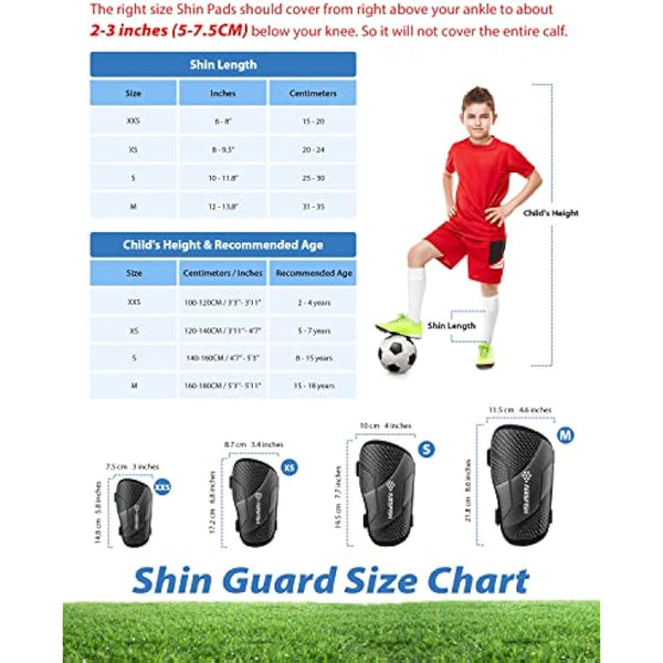 AirsFish Shin Pads Boys CE Certified Kids Football Shin Guards Breathable Non Slip Extended Adjustable Straps Lightweight Soccer Shin Pads for Boys Girls Teens Leg Calf Protective