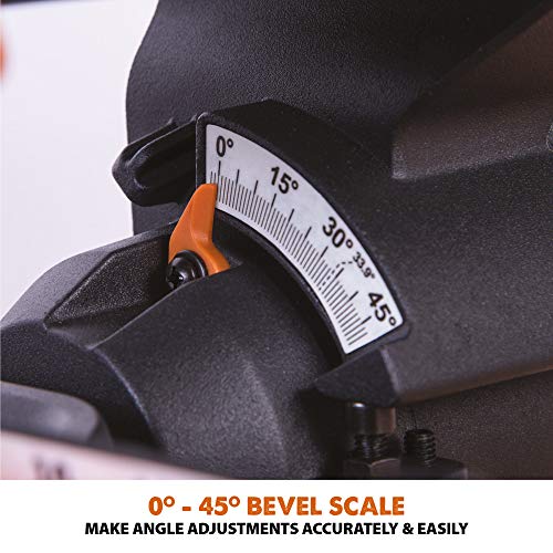 Evolution Power Tools R210SMS+ Sliding Mitre Saw With Multi-Material Cutting, Cuts Wood, Metal, Plastic & More, 45° Bevel, 50° Mitre, 230mm Slide, 1500 W (230 V)