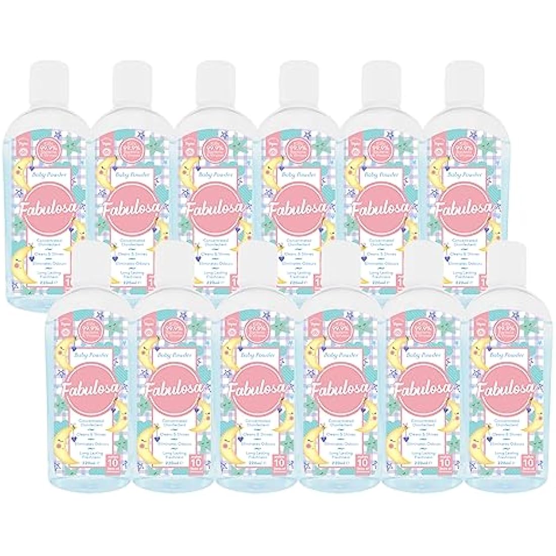 Fabulosa 4 in 1 Concentrated Antibacterial Disinfectant All Purpose Cleaner, 220ml, 12 pack, Bliss Baby Powder