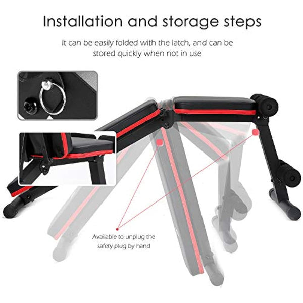 ISE Adjustable Weight Bench Foldable Home Exercise Gym Workout Bench, Training Fitness Backrest Adjustable in 7 Positions, Indoor & Office, SY-5902