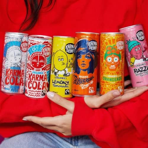 Karma Drinks Can Variety Pack, Mixed Case of Delicious Soft Drinks, Carbonated Fizzy, Fairtrade, Organic, Vegan, No GMO (12 x 250ml)