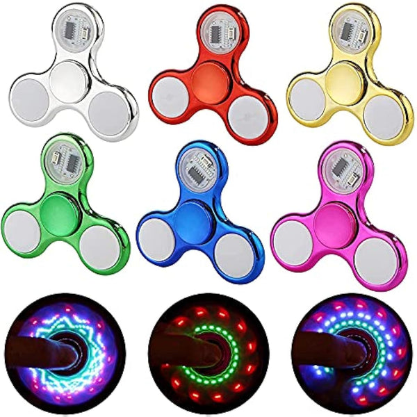 Dilabnda 6 PCS Light Age 3+ up Fidget Spinner Toys, LED Sensory Hand Fidget Toys, Glow in The Dark Multiple Flash Modes Finger Toys Pack for Birthday Party Favors