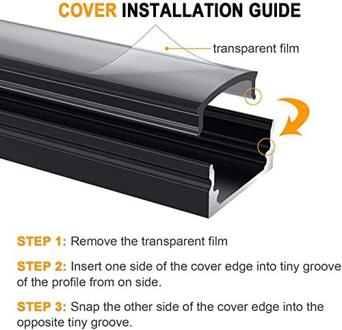 Jirvyuk LED Aluminum Channel, 10 Pack 1m/3.3ft Led Diffuser Strip and Profile for LED Strip Lights with Black Cover Indoor, End Caps and Metal Mounting Clips - (U Shape)