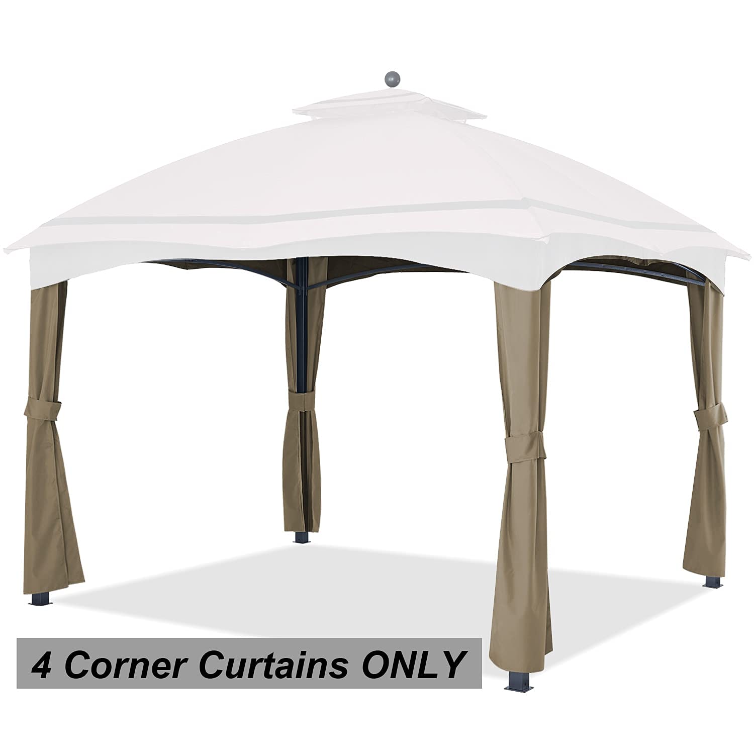 ABCCANOPY Replacement Corner Curtains for Lowe's Allen Roth 10X12 Gazebo #GF-12S004B-1 (Khaki)