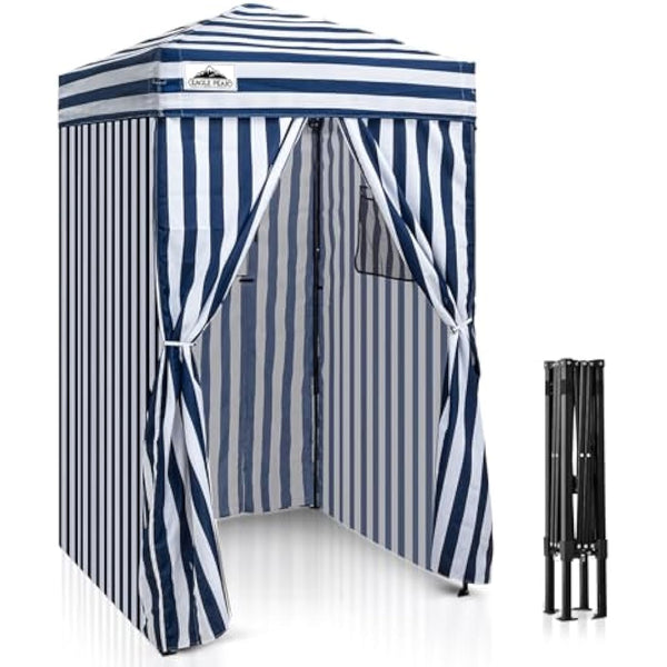EAGLE PEAK Flex Ultra Compact 1.2m x 1.2m Pop-up Changing Room Canopy, Portable Privacy Cabana for Pool, Fashion Photoshoots, or Camping Blue/White