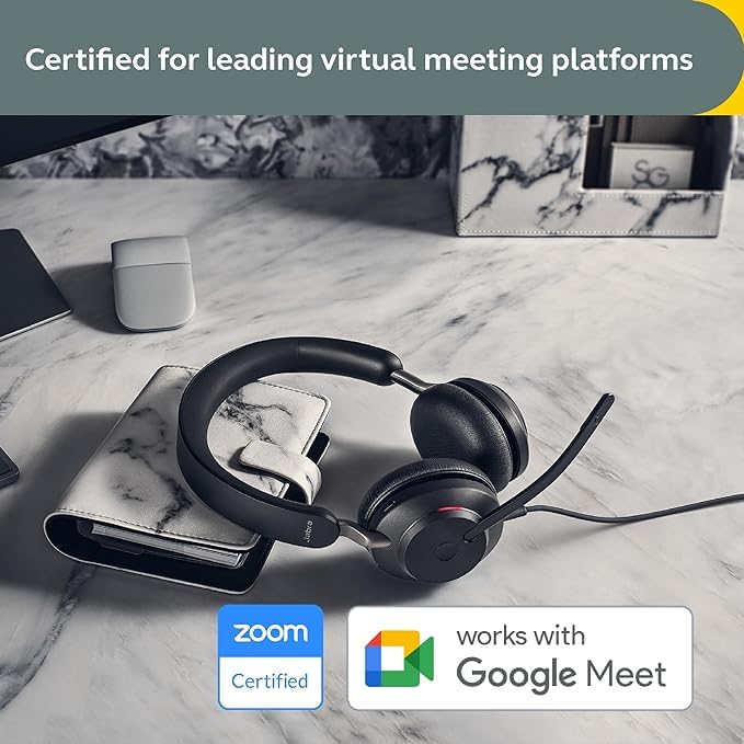 Jabra Evolve2 40 SE Wired Noise-Cancelling Stereo Headset With 3-Microphone Call Technology and USB-A Cable - MS Teams Certified, Works with All Other Platforms - Black