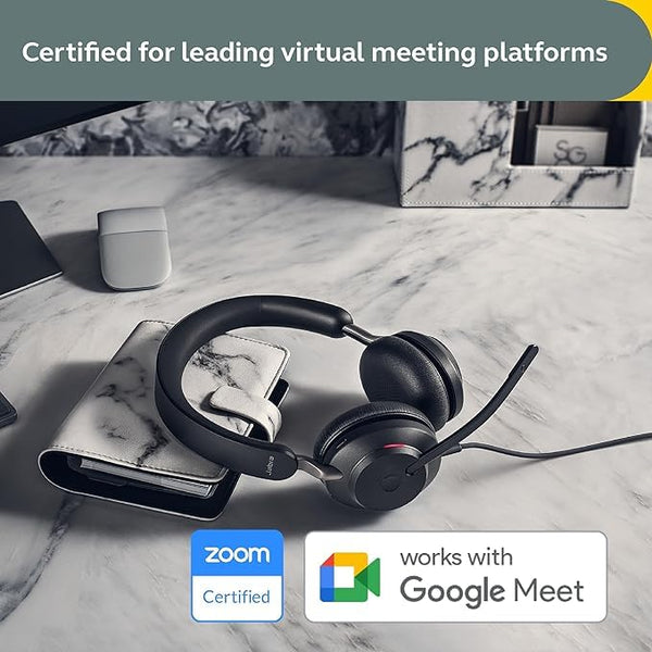 Jabra Evolve2 40 SE Wired Noise-Cancelling Stereo Headset With 3-Microphone Call Technology and USB-A Cable - MS Teams Certified, Works with All Other Platforms - Black