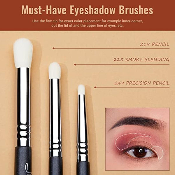 Jessup Eyeshadow Brush Set 11pcs Professional Eye Makeup Brushes Set for Eye Shadow Blending Shader Crease, Black T340